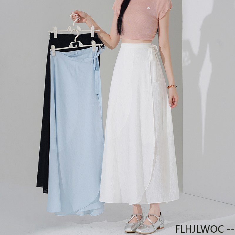 Vêtements coréens chics pour femmes, Robe d'été mignonne et douce pour filles, couleur unie, Date de vacances, taille haute, rétro, Vintage, jupe portefeuille une pièce à lacets