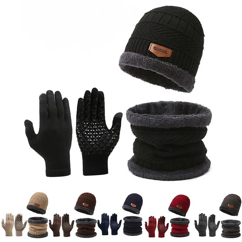 Chapeau coupe-vent en cachemire pour homme, écharpe d'extérieur, gants, encolure en trois pièces, chapeau isolé, site officiel 107, hiver