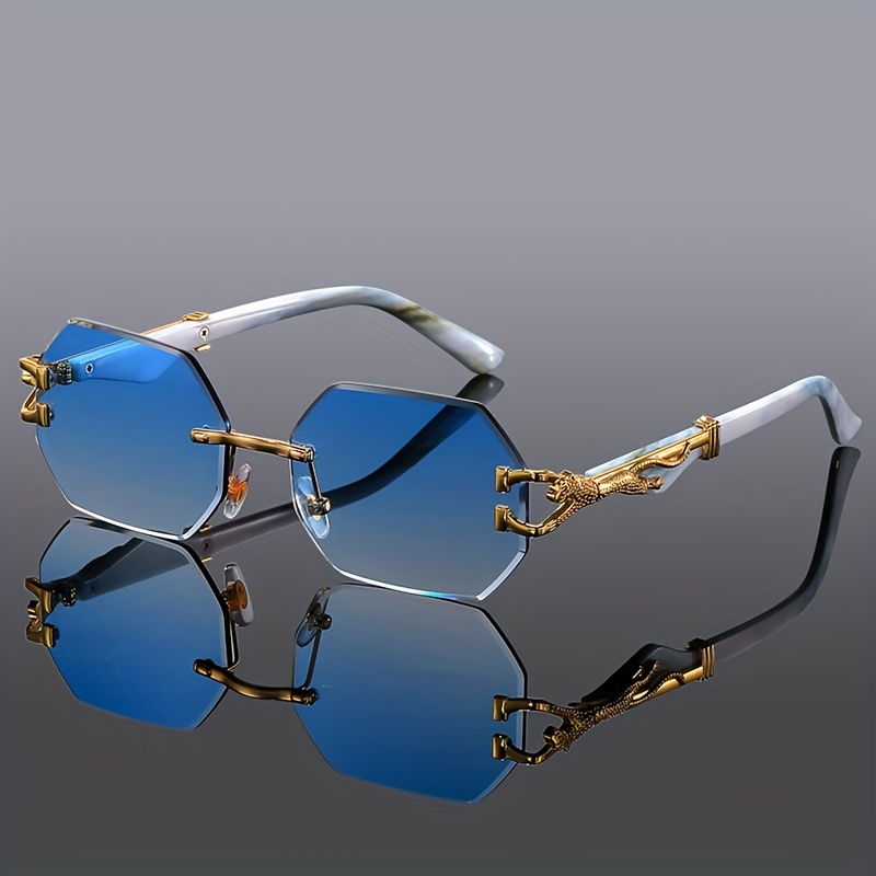 Lunettes de soleil classiques sans monture de marque de luxe pour hommes et femmes, style rétro vintage punk, verres dégradés, monture en métal