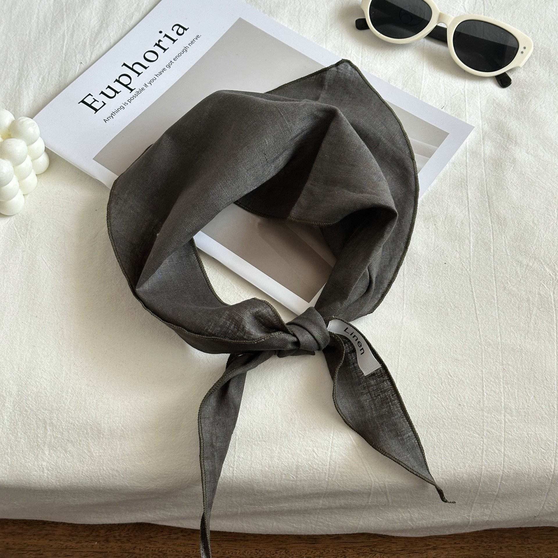 Nouveau foulard en soie solide 100% lin confortable respirant Style Mori mince Protection du cou écharpe printemps et automne reliure triangulaire
