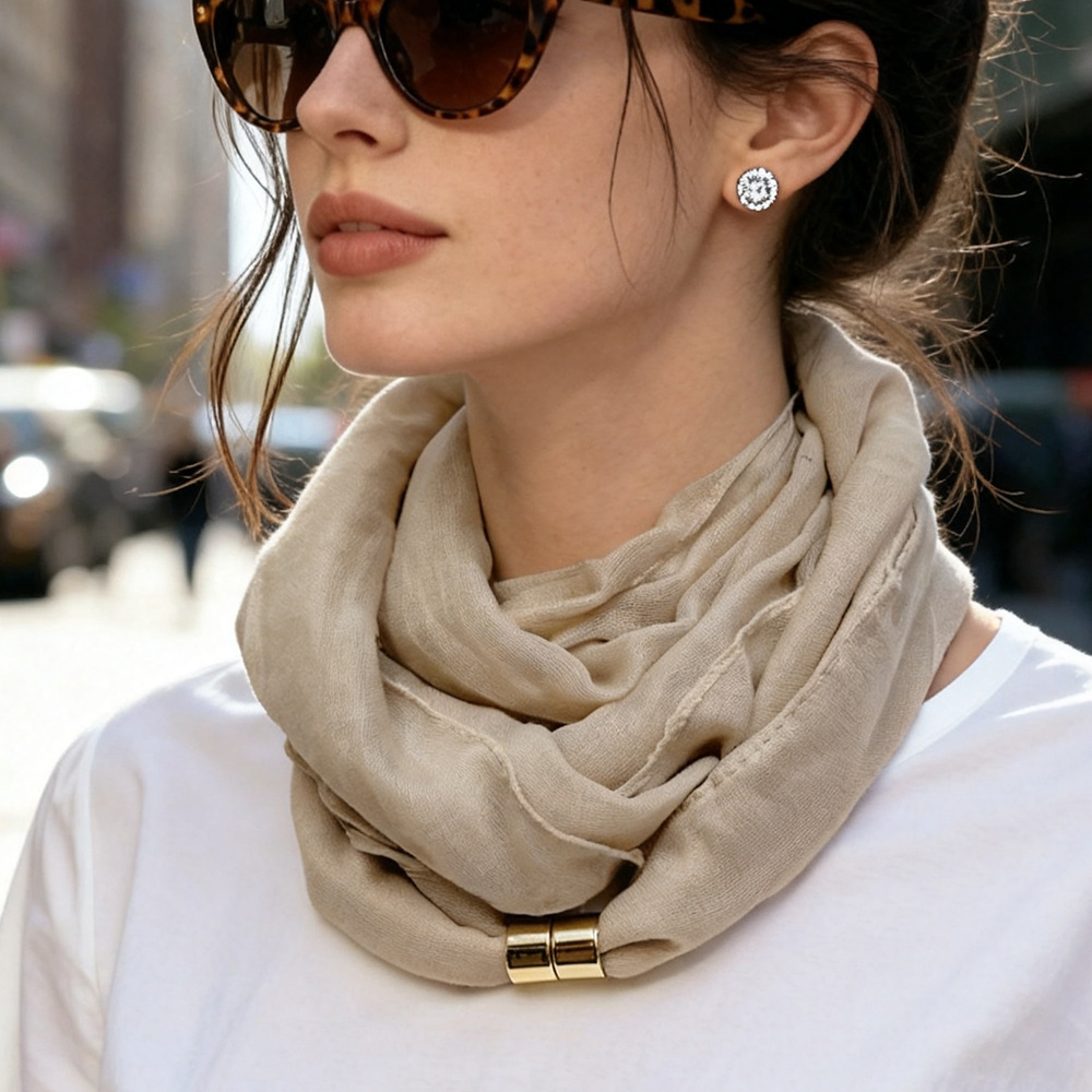 1 pièce d'écharpe légère et respirante de couleur unie, écharpe minimaliste élégante pour le cou, idéale pour le printemps, l'automne et l'hiver, pour les trajets quotidiens.