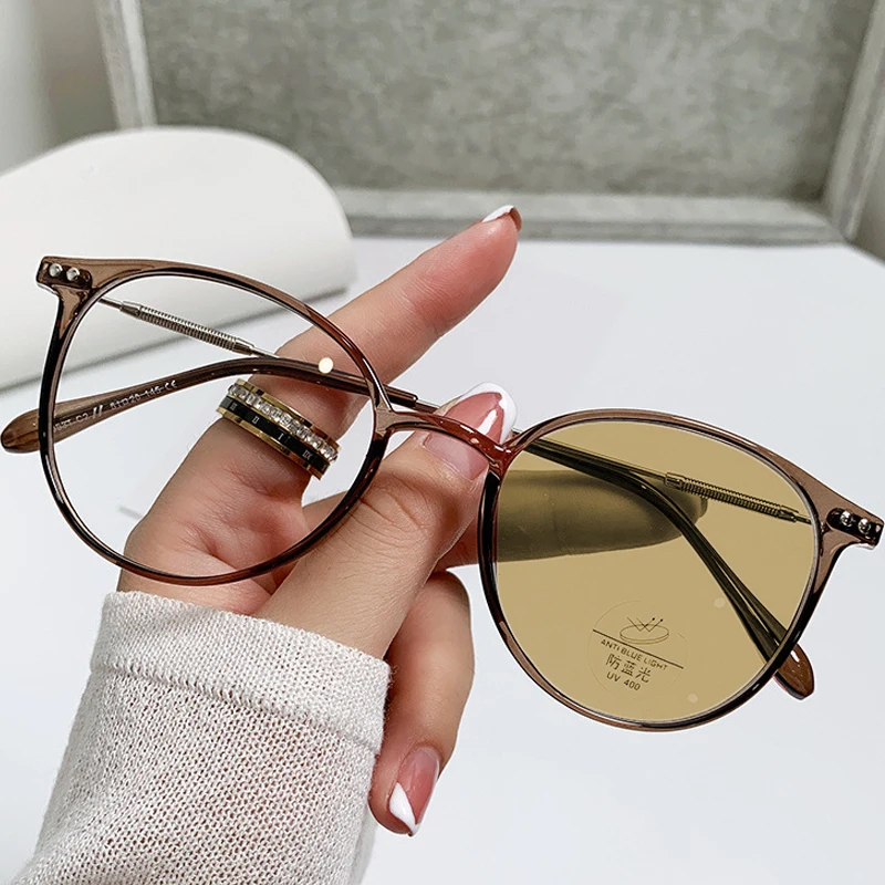 Lunettes de soleil photochromiques pour hommes et femmes, lunettes de myopie, anti-lumière bleue, rétro, lunettes de vue moins, extérieur, document proxy, unisexe, mode