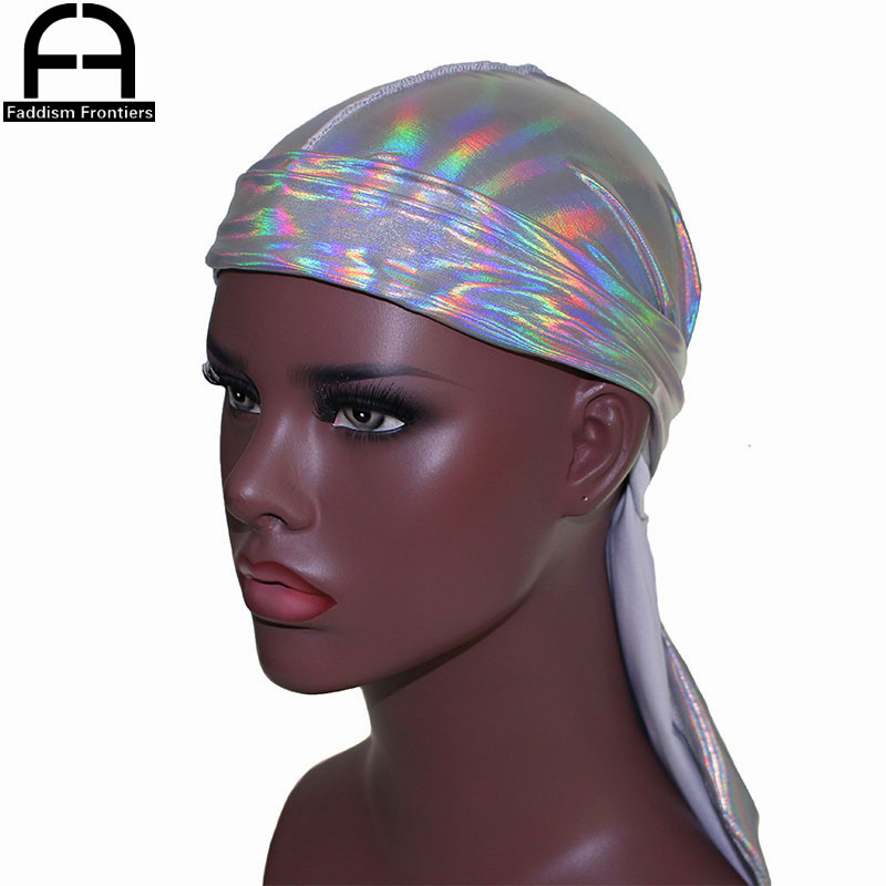 Durag coloré pour hommes, Turban soyeux à l'intérieur, casquette ondulée, accessoires pour cheveux, chapeau de Pirate