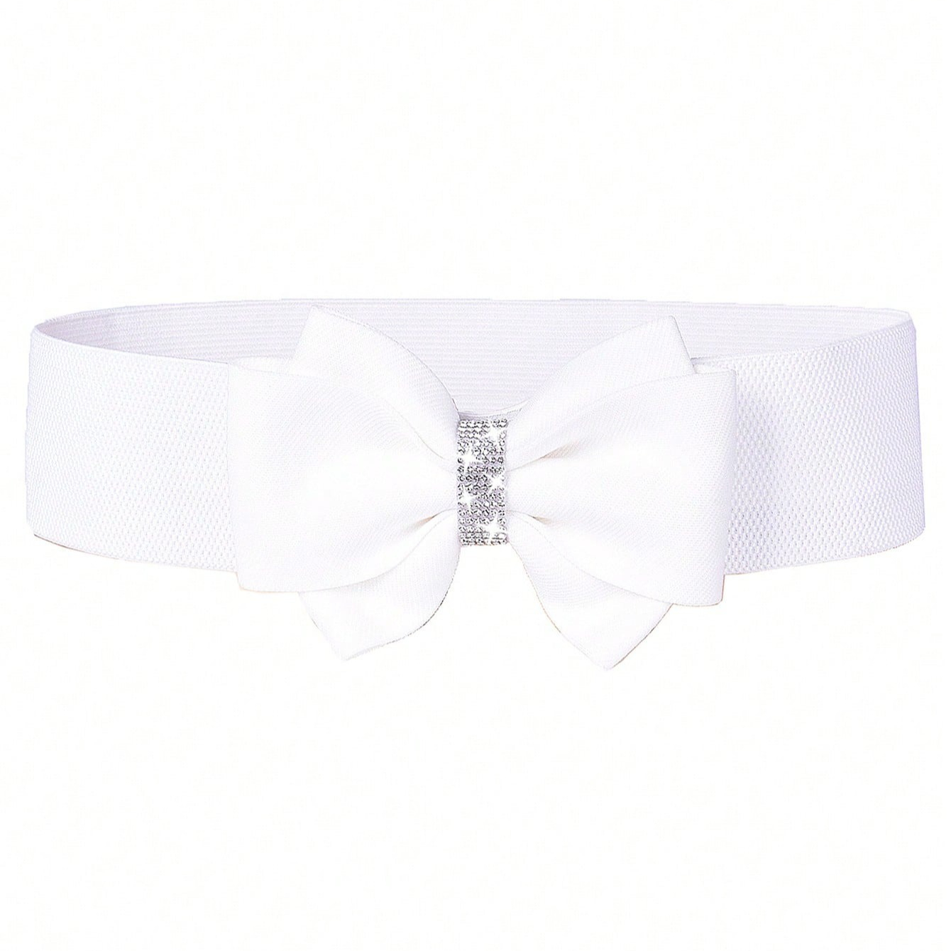 Ceinture blanche à nœud large et élastique pour femmes, ceinture de robe de soirée scintillante avec nœud, ceintures élégantes pour demoiselles d'honneur, tailles S à XL disponibles