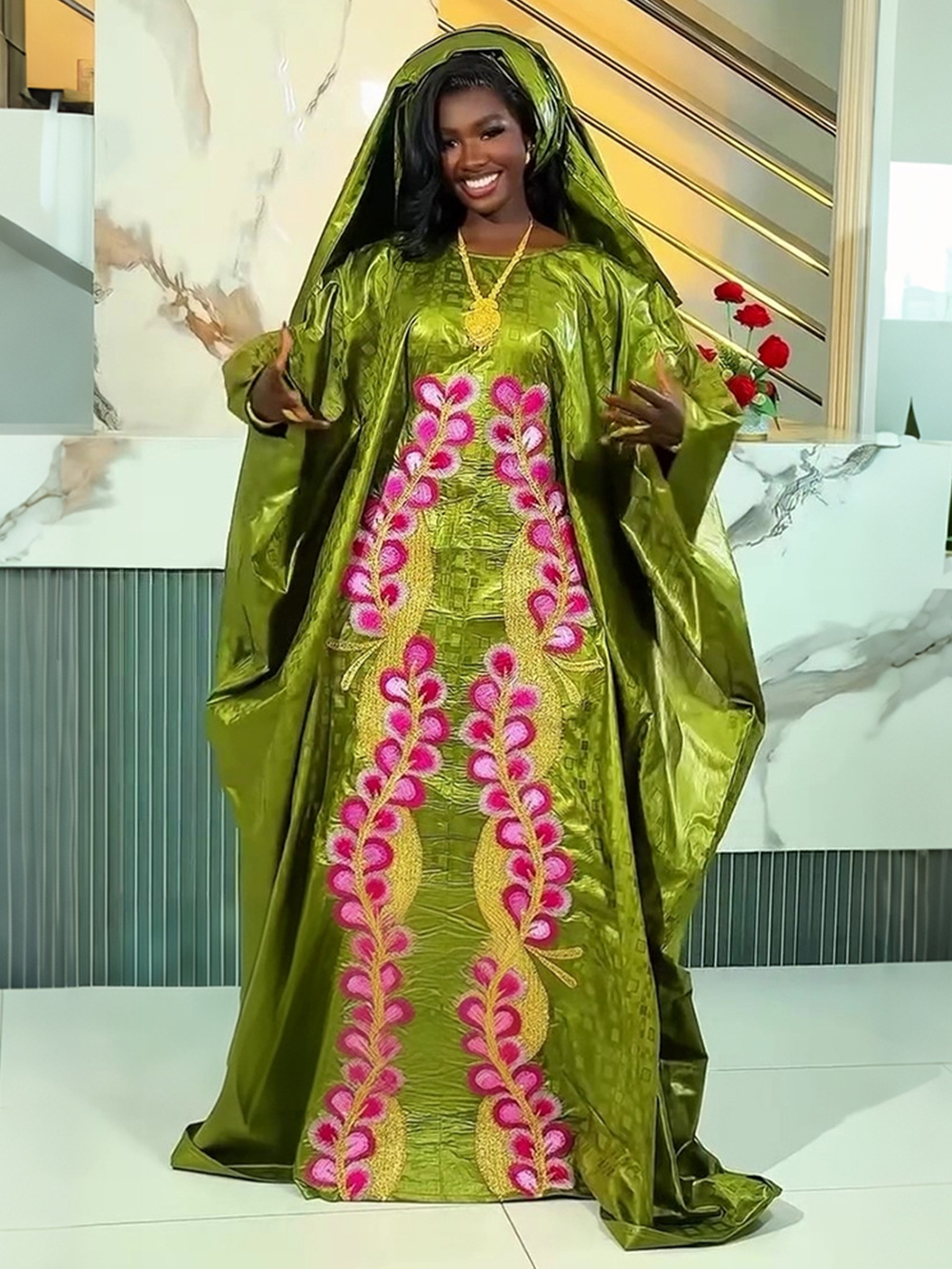 Robes longues de soirée africaines grande taille pour femmes 2026 – Nouvelle robe de luxe brodée Bazin élégante pour mariage musulman et soirée