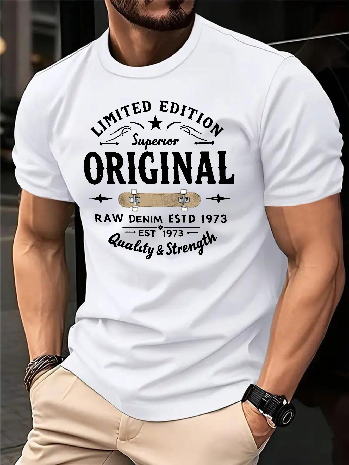 T-shirt homme tendance de haute qualité : 100 % coton pur, imprimé graphique, coupe ample, décontracté, confortable et polyvalent.