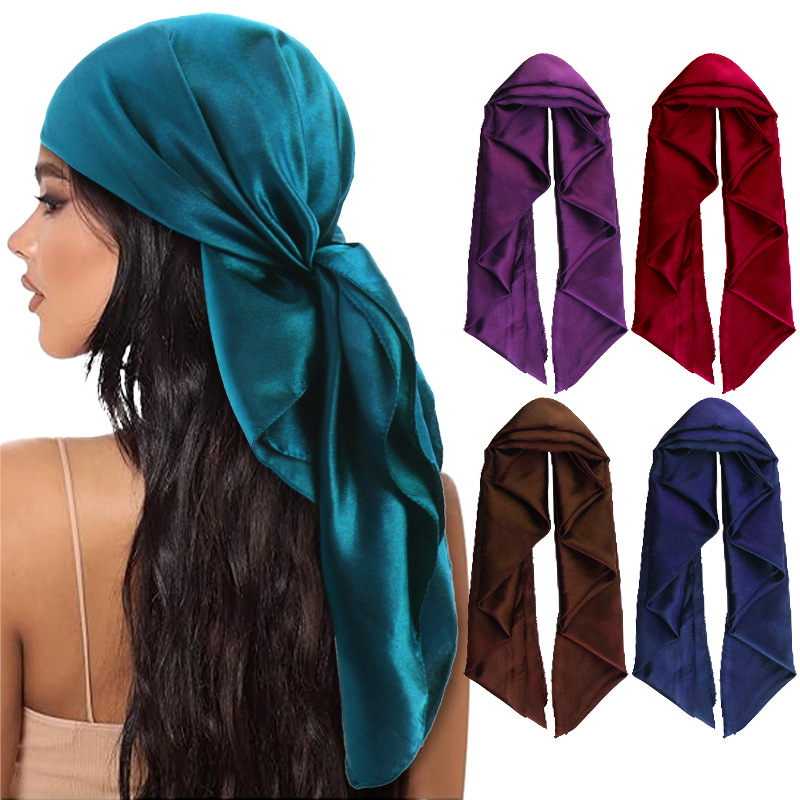 Foulard carré en Satin pour femmes, foulard soyeux, Bandana pour envelopper les cheveux et dormir, 90x90cm, nouvelle collection