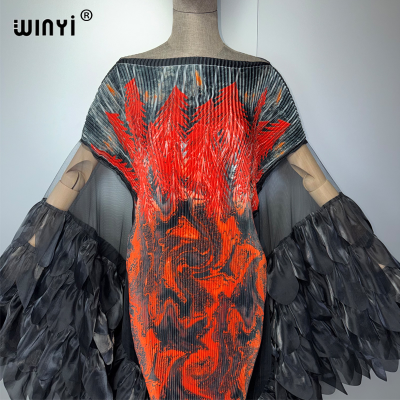 Robe plissée élastique WINYI, robe de plage, kaftan, abaya, robe de soirée de luxe Dubaï, robe de soirée rétro, abaya pour femme musulmane
