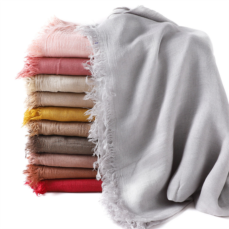 Écharpe Hijab en Viscose 100% Coton, Grande Taille, Frange Unie, Enveloppes et Châles de Haute Qualité, Pashmina, Bande de Sauna Musulman, Turban Islamique