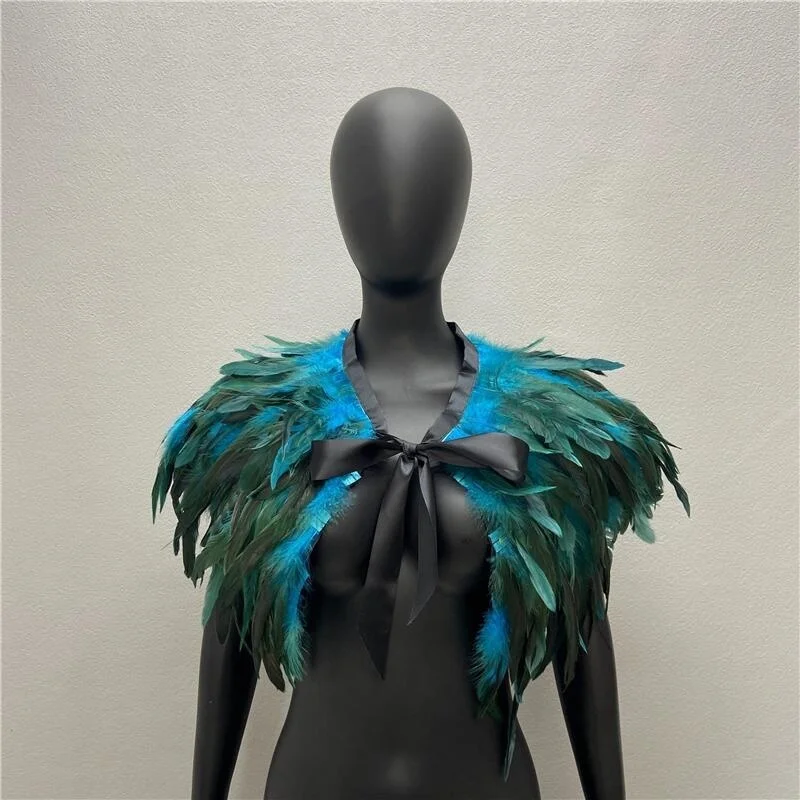 Foulards de cou gothiques pour femmes, châles, robe de dinde, cape d'Halloween, fourrure, plume, fête de mariage, costume de cosplay