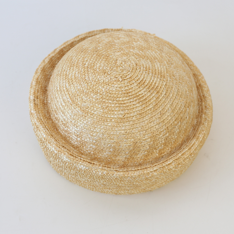 100 % naturel 	 Chapeau de paille rond pour hommes et femmes, chapeau de marin d'été japonais, béret de plage, pilulier de soleil