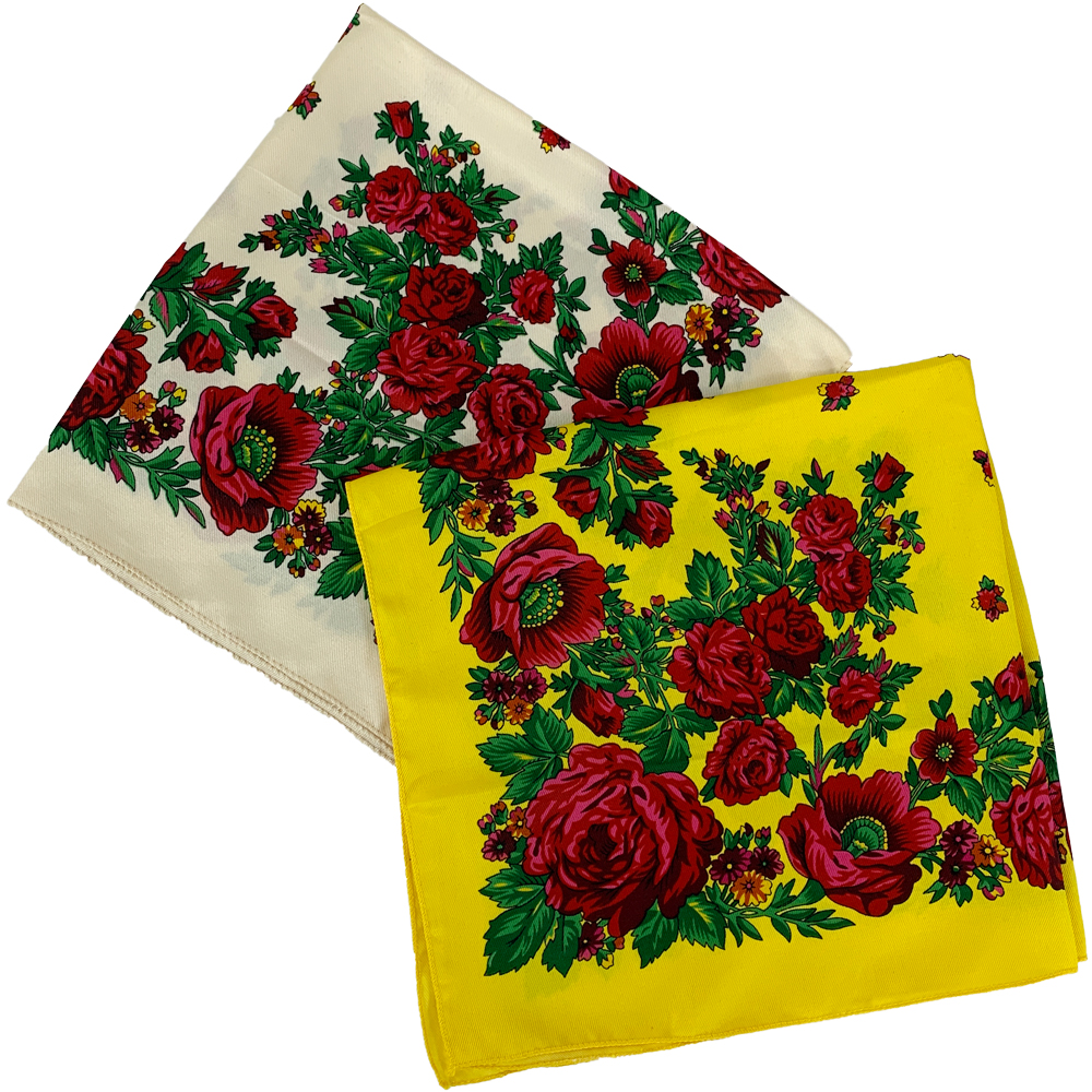 Écharpe carrée à fleurs russes pour femme, bandana imprimé fleuri de luxe, bandeau de sauna, écharpes, petit mouchoir, bandeau Babushka, 70x70cm