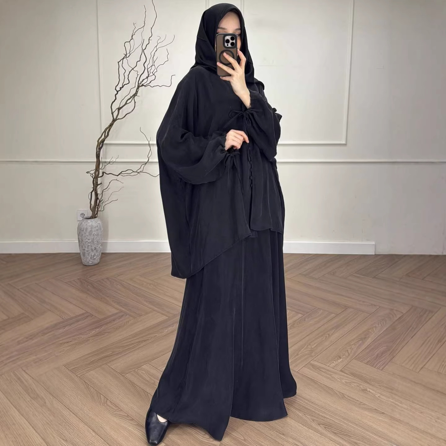 Ensemble 2 pièces jupe et chemise pour femme, style Eid musulman, avec jupe longue, haut à lacets, tenue marocaine Ramadan, ensemble Dubai à simple boutonnage