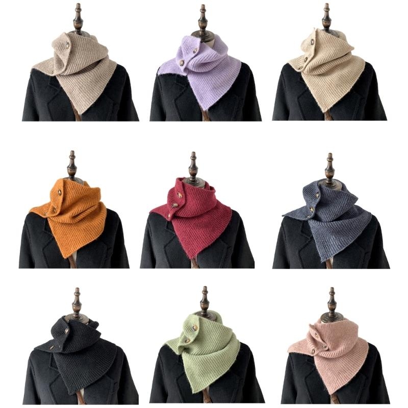 Câble tricot Snoods écharpe bouton tricoté écharpe filles automne hiver vêtements chauds châle à écharpe H7EF