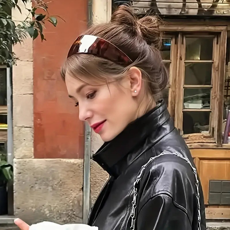 Serre-tête imprimé léopard antidérapant à bord large, pince à cheveux pressée pour femme, accessoire de mode polyvalent pour l'extérieur