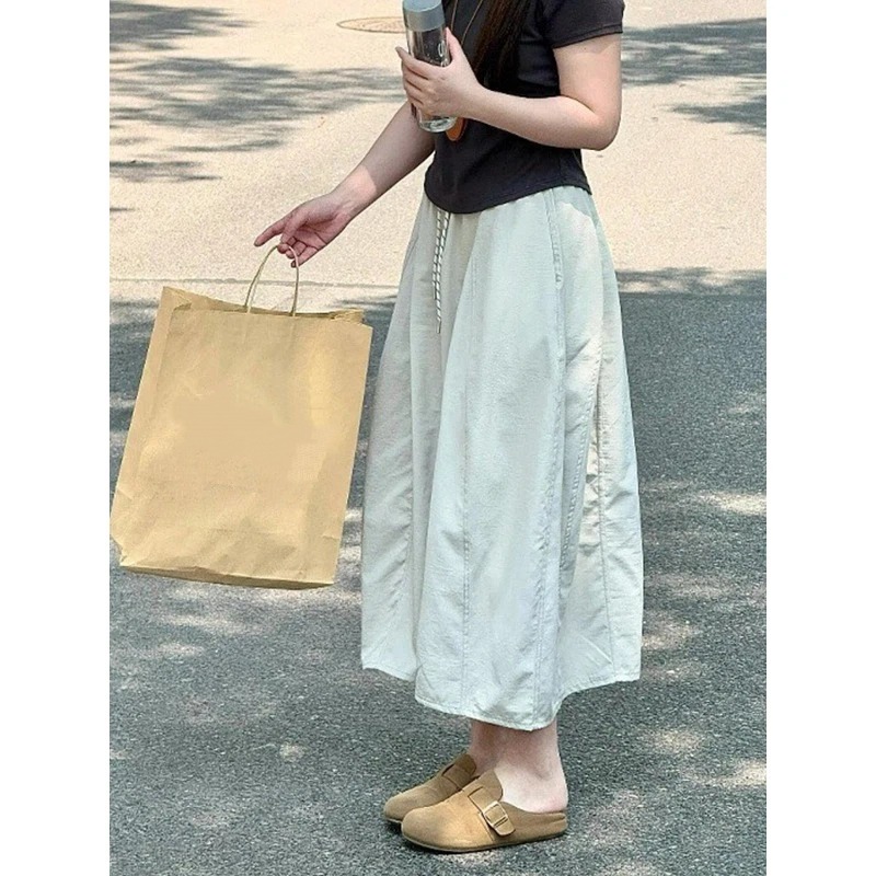 Jupe trapèze de style japonais pour femmes, jupe taille haute avec cordon de serrage, jupe polyvalente, douce et décontractée, pour la mode quotidienne, nouvelle collection