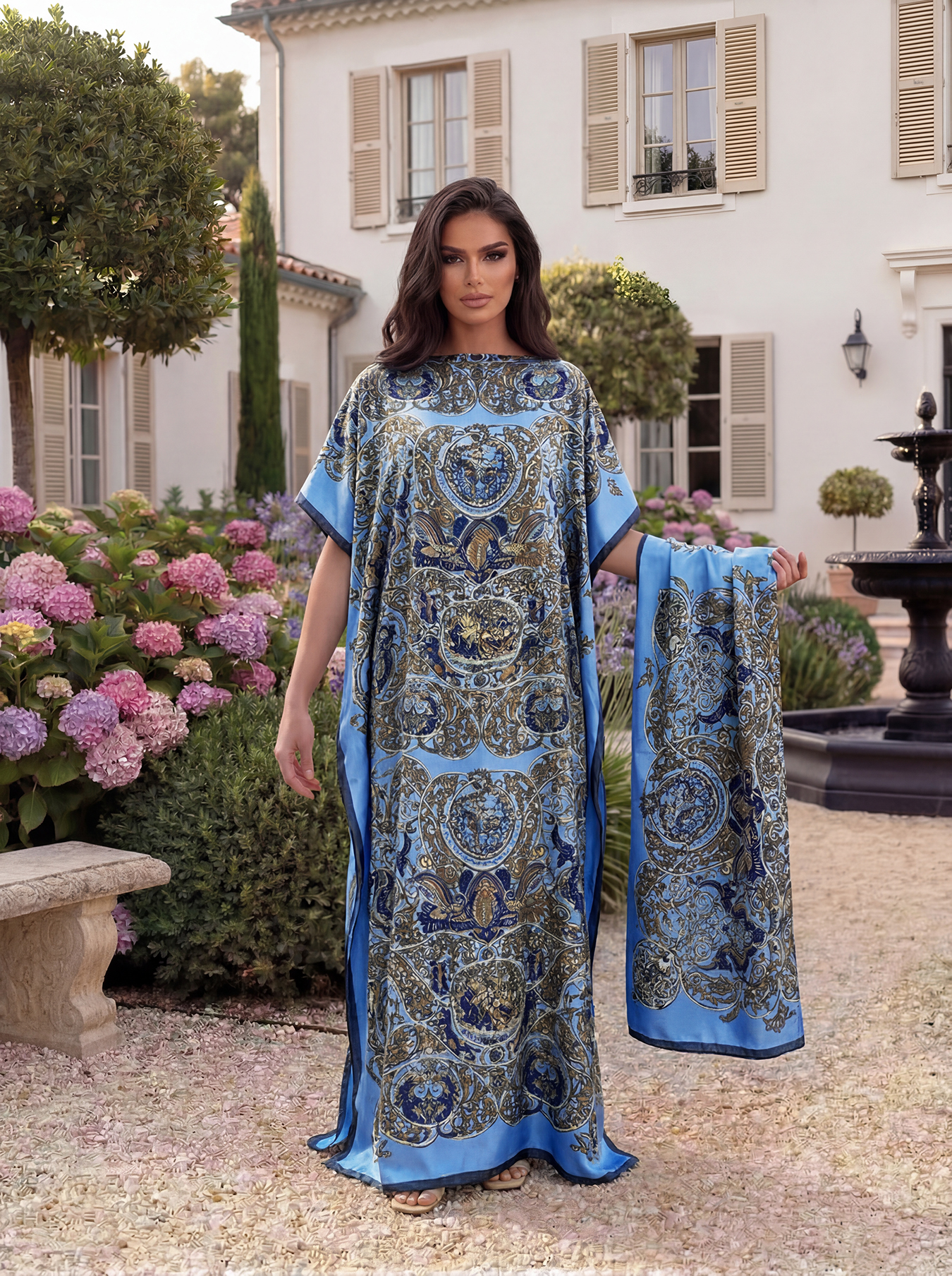 Abaya vintage baroque à imprimé animalier avec foulard, kaftan maxi ample pour femmes musulmanes africaines, tenue d'été pour la plage et les vacances