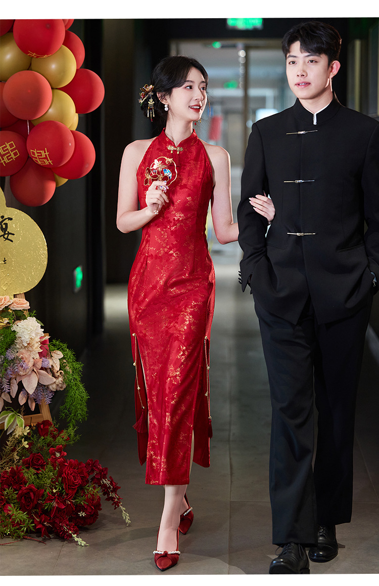 Vêtements traditionnels chinois Cheongsam rouge, robe Qipao sans manches améliorée pour jeunes, été