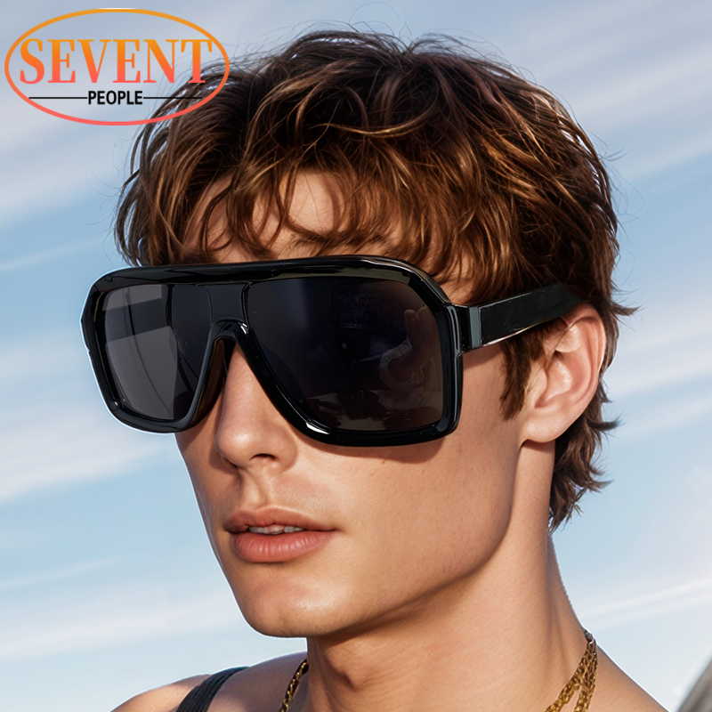 Lunettes de soleil carrées surdimensionnées classiques pour hommes 2026 – Monture métallique tendance de luxe, grandes lunettes de protection élégantes pour femmes