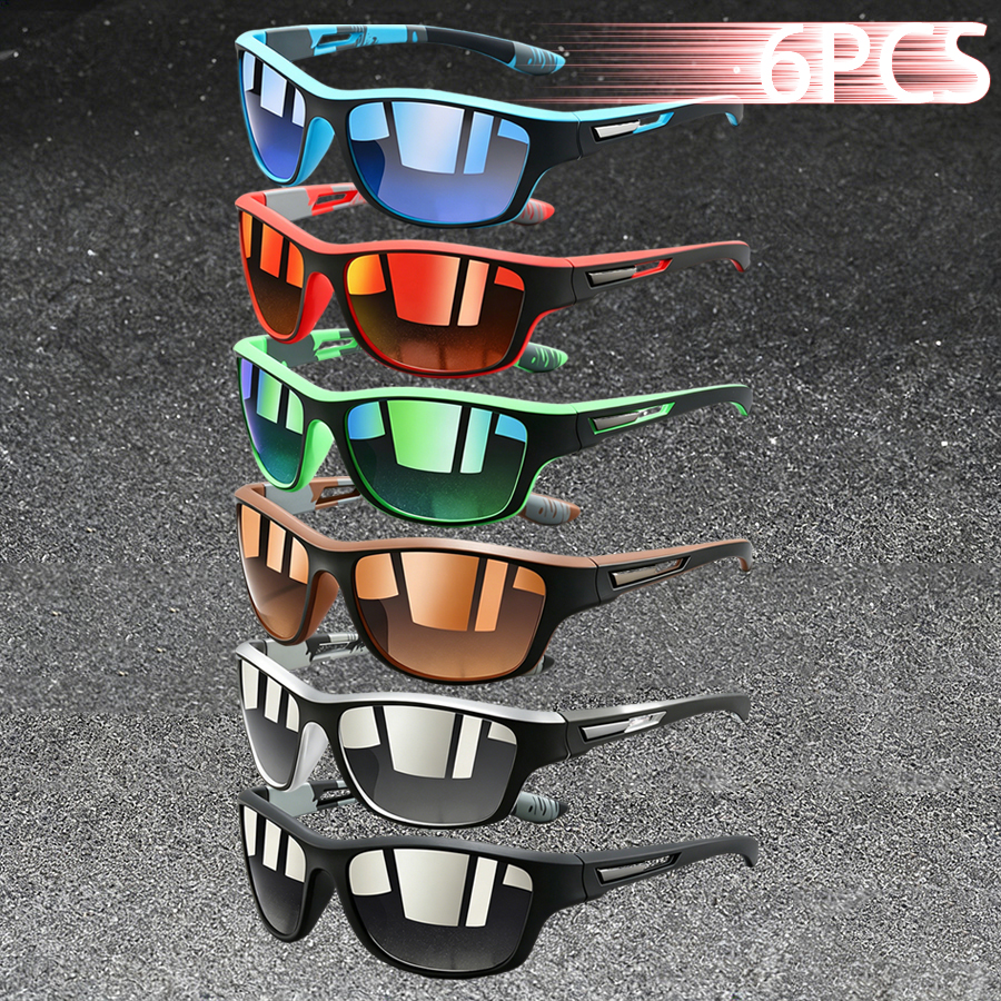 Lunettes de soleil à motif vintage, 6 pièces, unisexes, à la mode, pour les vacances, la randonnée et les activités de plein air, le cyclisme, la pêche, l'alpinisme
