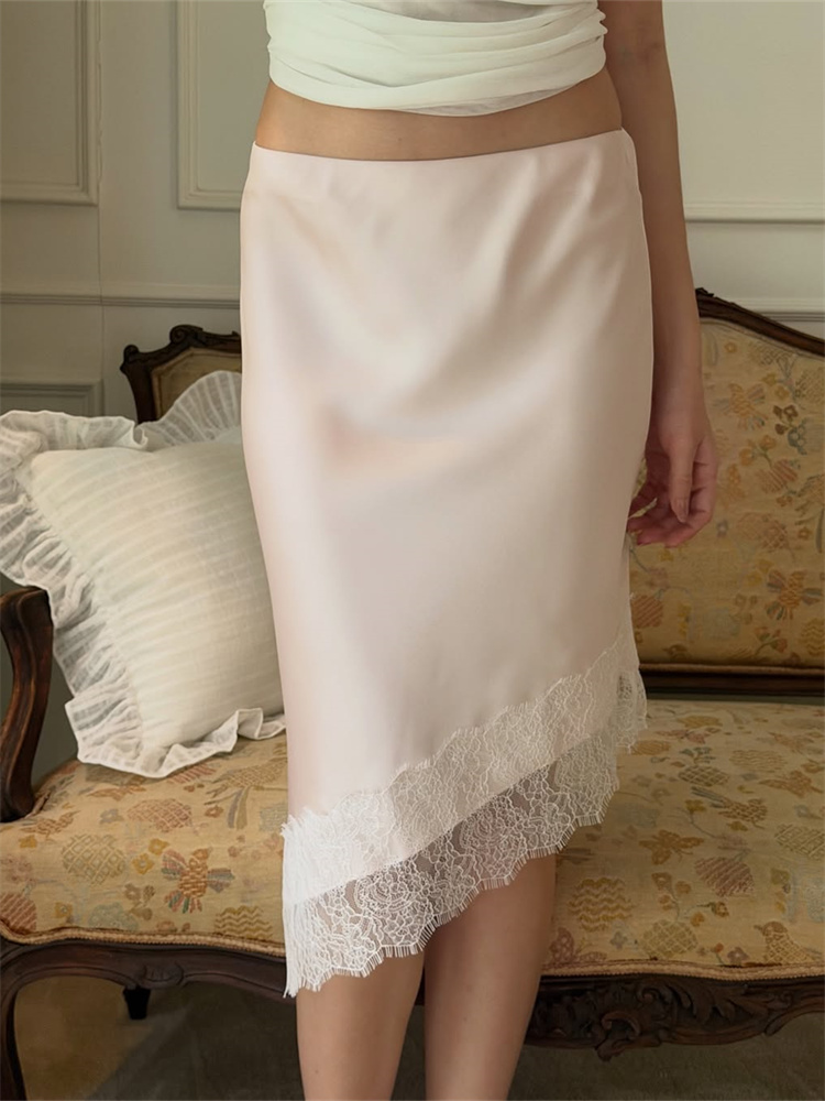 Jupe longue en dentelle décontractée pour femmes, taille haute slim, patchwork élégant, vêtements de travail, jupe maxi d'été pour femmes, nouveauté