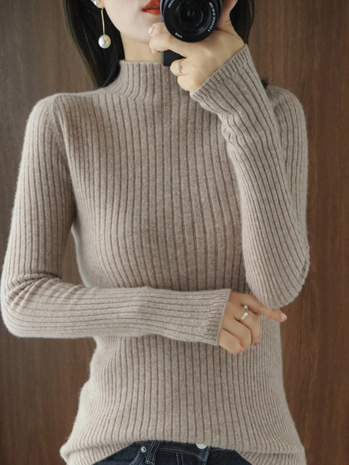 Pull à manches longues coupe couvertes pour femme, chandails optiques chauds, pulls coréens, col mi-haut, tricot monochrome, mode automne et hiver