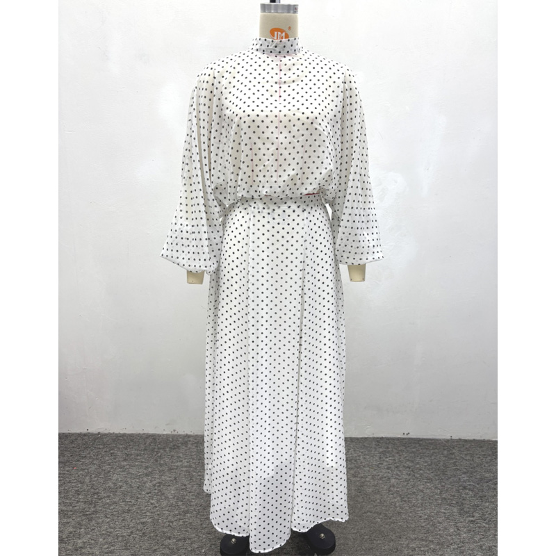 Nouvel ensemble deux pièces pour femmes, mode africaine, haut ample à pois et jupe assortie
