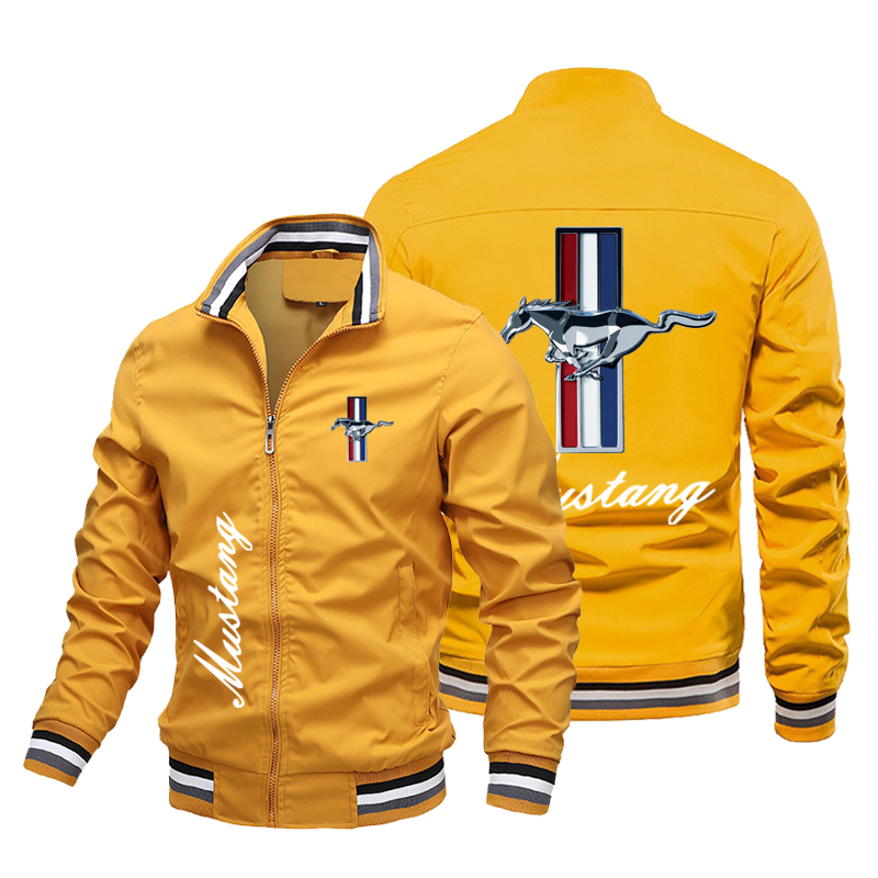Veste pour homme printemps-automne, veste de moto Mustang, veste de moto imprimée, coupe-vent décontracté pour homme, vêtement de sport tendance