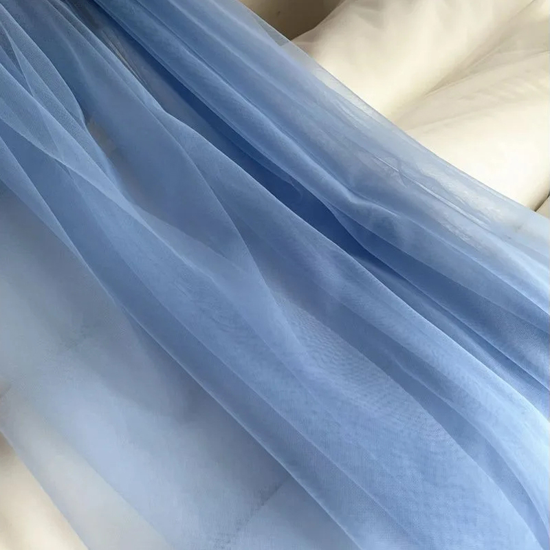 Série Bleue Tissu en maille douce pour DIY, rideaux de fête de mariage, décoration de chaise, couture et confection de vêtements