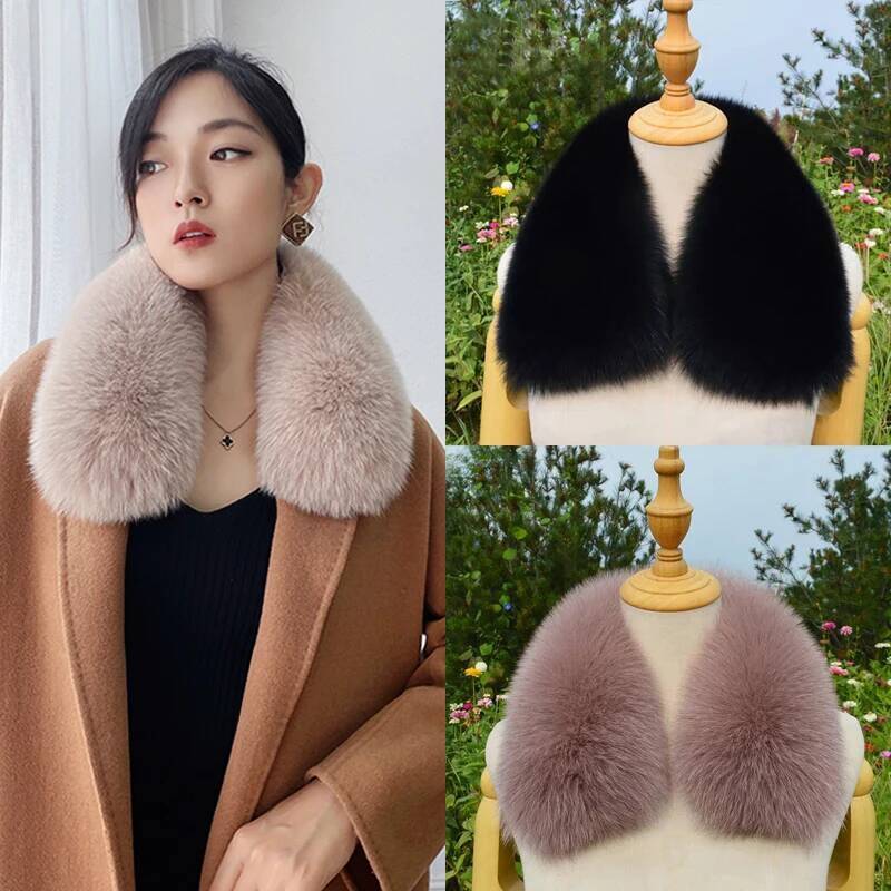 Écharpe en fourrure de renard 100% naturelle, col en fourrure véritable, châle d'hiver luxueux et moelleux, garde le cou au chaud, pour femmes et hommes, écharpes carrées en fourrure, accessoires de manteau