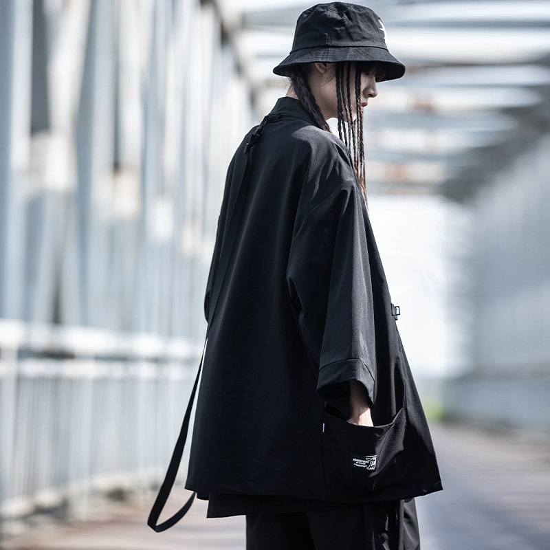 Kimono Hip Hop Punk Techwear pour hommes, chemises surdimensionnées, Style japonais, Harajuku, chemise Cargo décontractée, cape, 2023