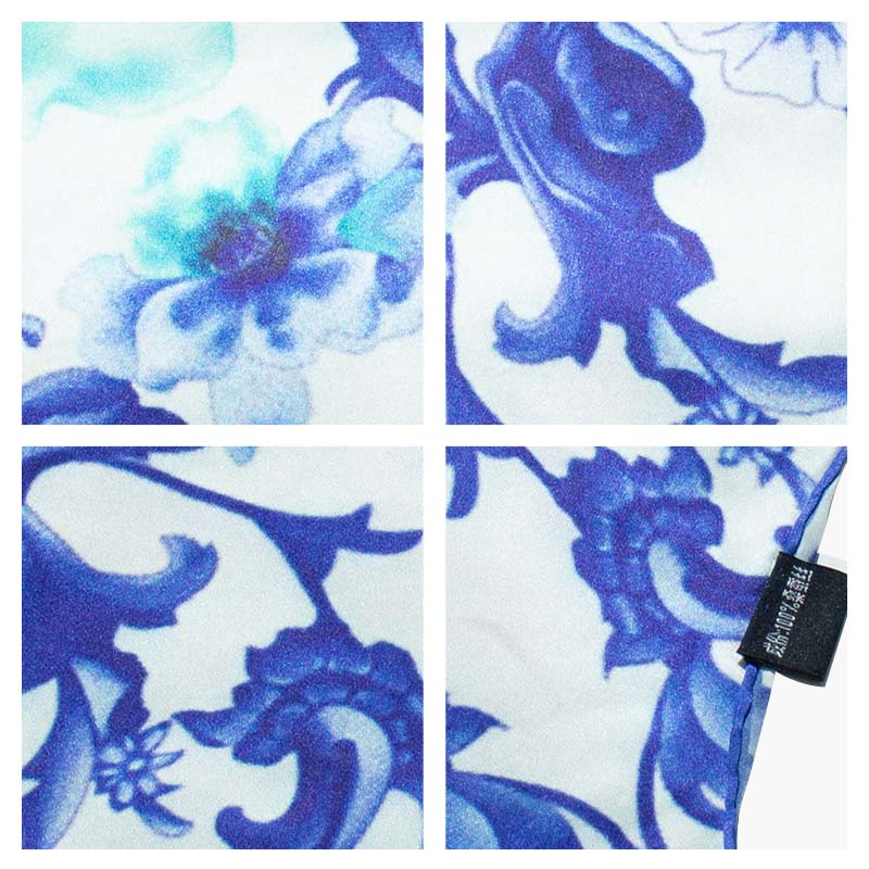 Écharpe de luxe 100 % soie de mûrier, motif floral chinoiserie, bord roulé à la main, châle d'été respirant
