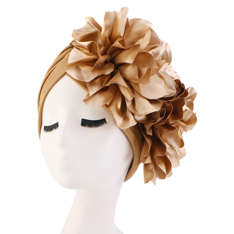 Bonnet Turban à Grandes Fleurs pour Femme Musulmane, Bonnet Intérieur pour Hijab, Accessoire de Cheveux Tendance