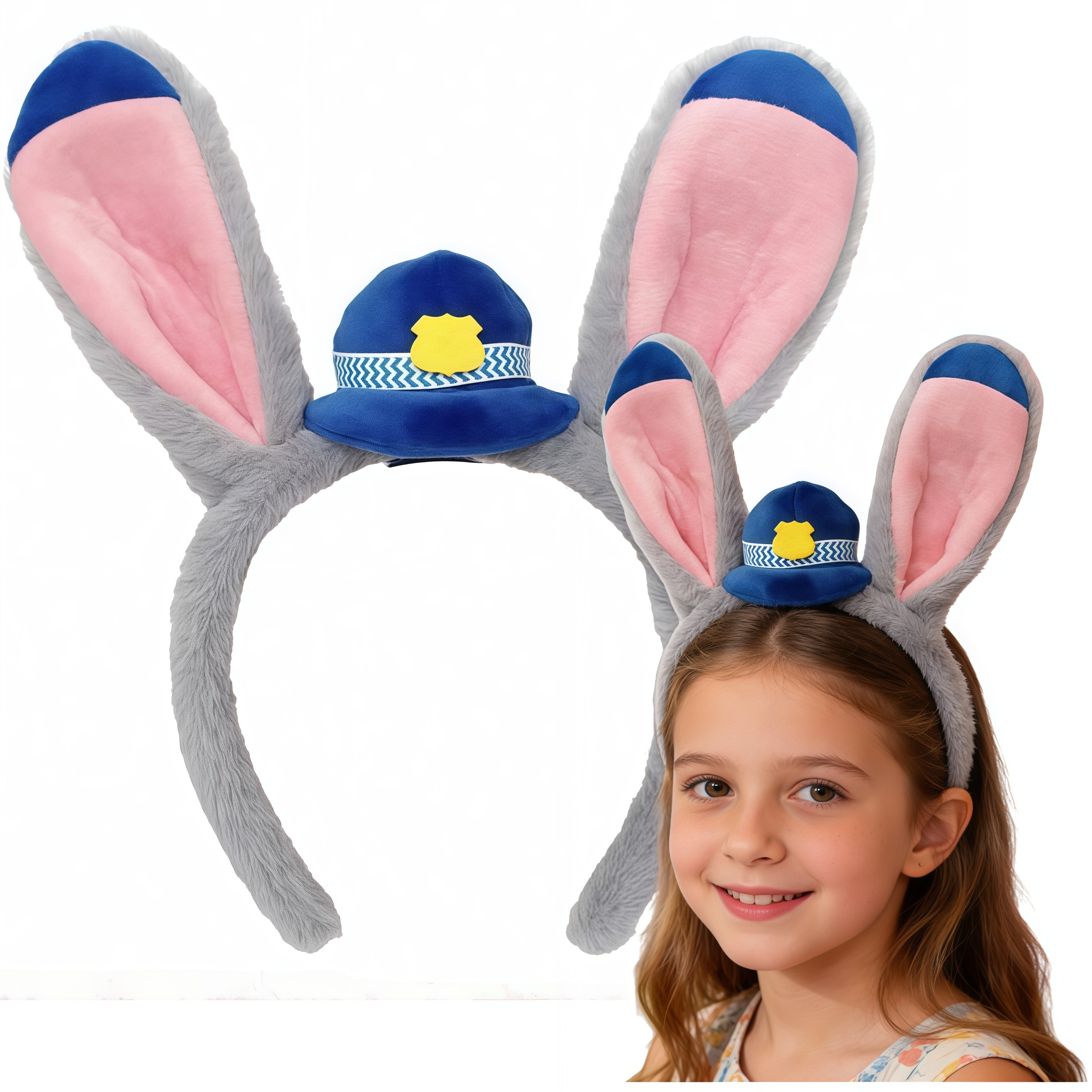 Serre-tête Lapin Judy Officier de Police avec Oreilles de Lapin, Accessoire de Performance Cartoon, Bandeau pour Enfants, Mode, Parc à Thème, Séance Photo
