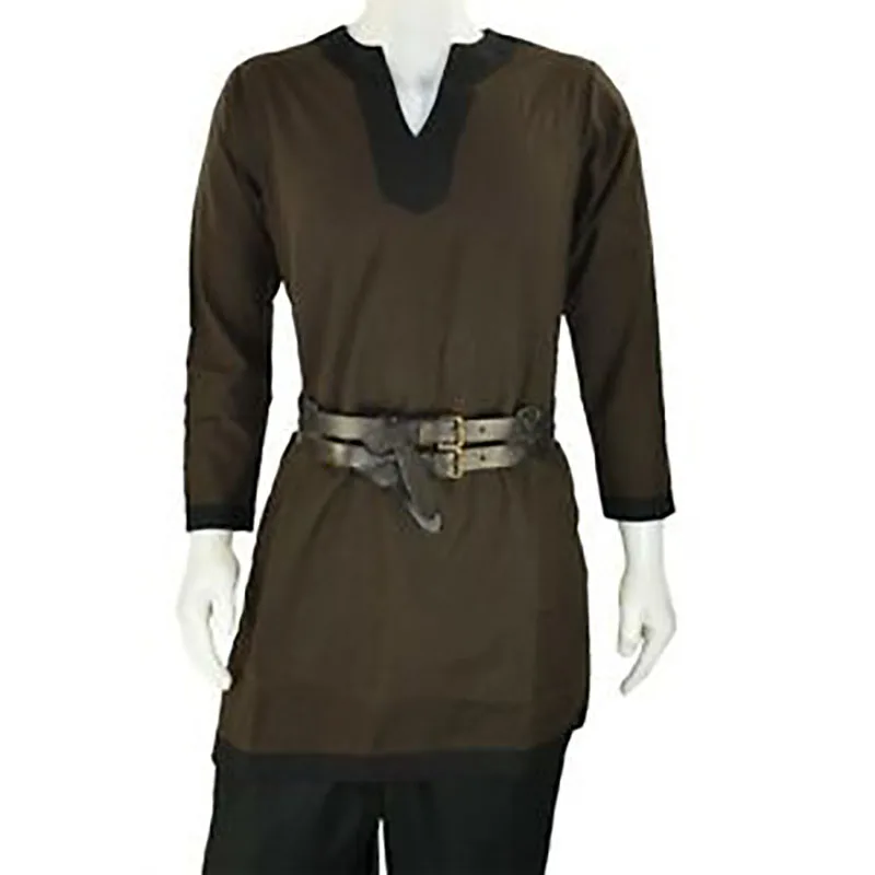 Costume Viking de Larp Médiéval pour Homme, Tunique Longue, Chemise, oral alier Kokor, Y-Tabard, Robe Cosplay, Tenue d'Halloween pour Adulte