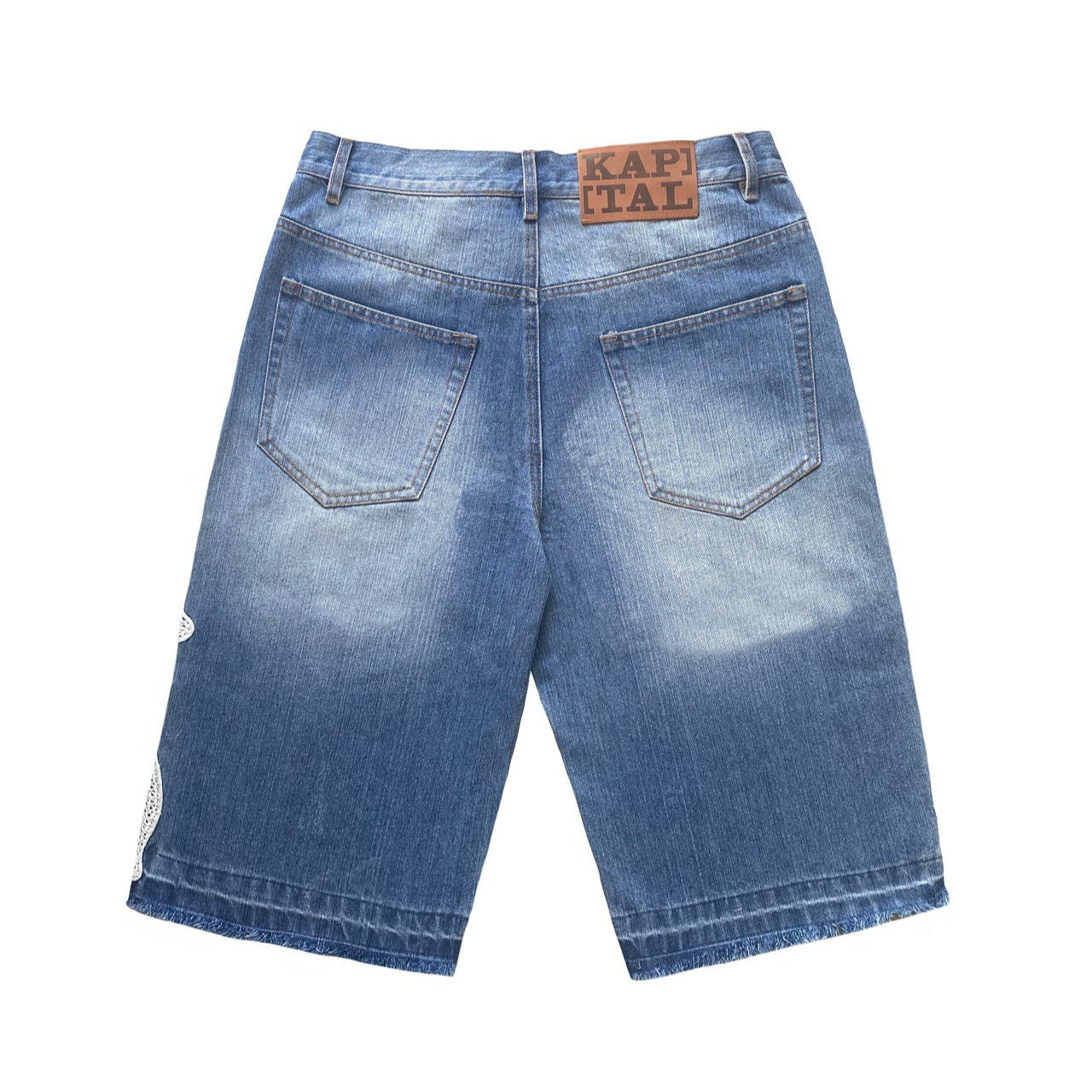 Kapital Vintage Kazuhiro Hirata Short en jean ample et droit pour homme, style vintage japonais, en denim vieilli