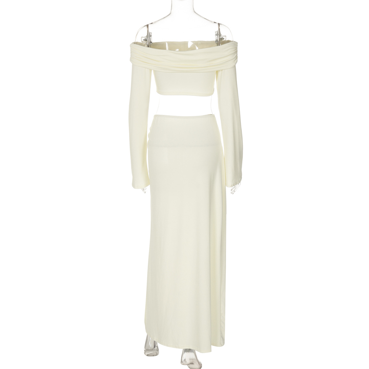 Ensemble jupe de plage solide pour femmes, Sexy, fente haute, Slim, tenues bohème, épaules dénudées, mode vacances, ensemble 2 pièces, vêtements de plage, 2025