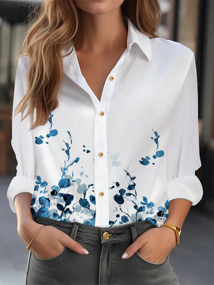 Chemisier ample élégant femme mode tempérament à manches longues femme chemise imprimé décontracté femme chemise haut de vacances