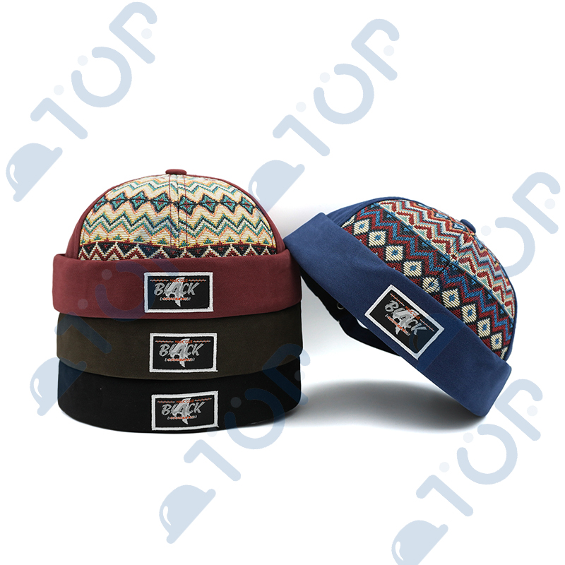 Casquette Docker à motif aztèque, style ethnique, sans visière, style vintage rétro, bonnet, chapeau pour homme et femme, réglable, pour l'extérieur