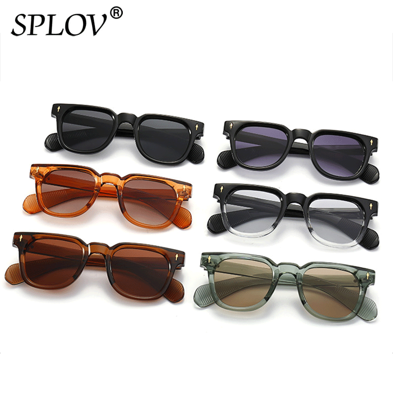 Lunettes de soleil carrées de luxe pour hommes, dégradé de mode, nuances de conduite, Vintage, vert, Rivets tendance, UV400