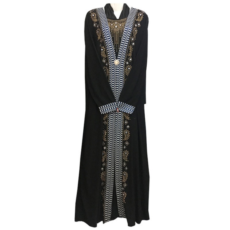 Abaya Islamique Arabe de Dubaï pour Femmes, Robe Longue Musulmane, Kaftan à Paillettes et Perles, Robes Maxi Élégantes à Empiècements, Vêtements Islamiques, Caftan