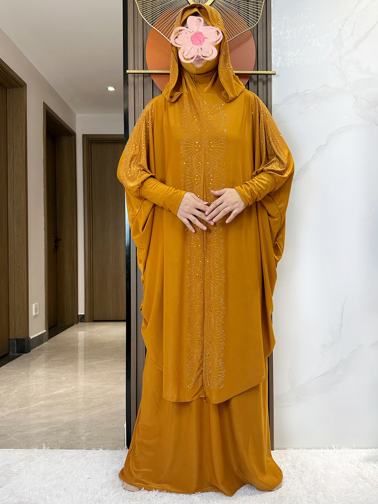 Ensemble de vêtement de prière musulman pour femmes, robe Abaya, Hijab, longue jupe tiens imar, Ramadan islamique, Jilbab solide, nouveau, 2 pièces