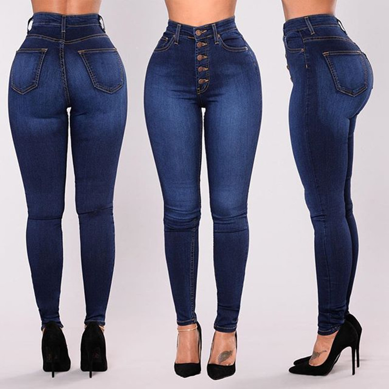 Jean pour femmes taille haute Push Up jean haute élastique Stretch dames maman jean femme lavé Denim maigre crayon pantalon