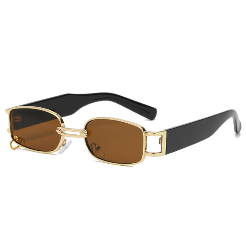 Petites lunettes de soleil rectangulaires rétro vintage pour hommes, lunettes de soleil pour hommes, créateur de marque, haute qualité, cadre en métal, carré