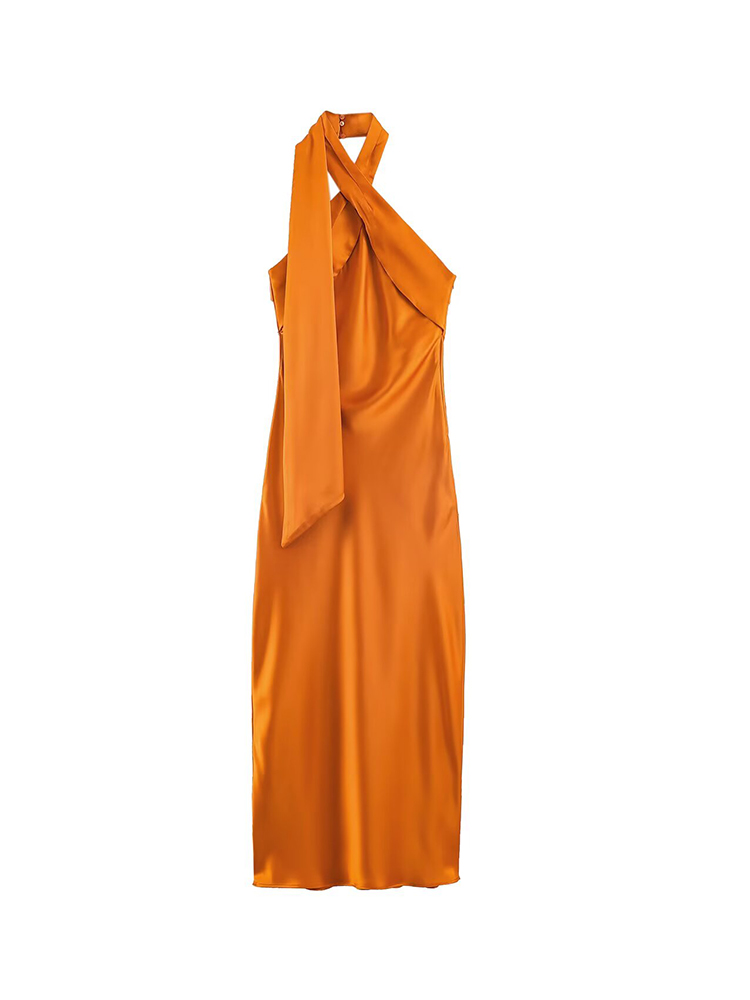 Nouvelle Robe Midi Halter Élégante Sans Manches Moulante Longue pour Femme – Collection Été 2026 – Robes Décontractées de Soirée Tendance Unies