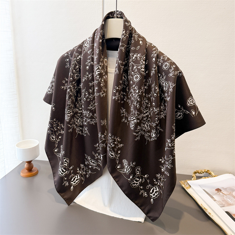 Nouveau Foulard Carré de Luxe en Soie Satinée Imprimée 90 cm pour Femme, Châle, Hijab, Foulard de Cou, Ruban pour Cheveux, Bandeau, Bandana Tendance