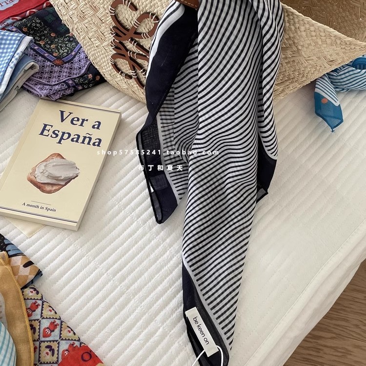 Foulard carré doux et respirant, respectueux de la peau, à pois et motif cachemire, protection du cou, pour femmes coréennes, export