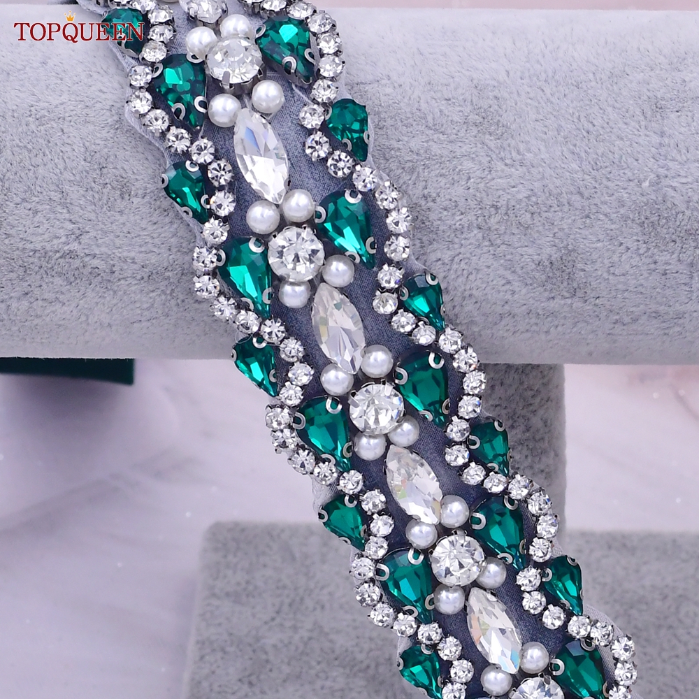 TOPQUEEN – robe pour femmes, ceinture élastique à la mode, strass scintillant, ceinture extensible, décoration de fête de voyage, grande taille personnalisée