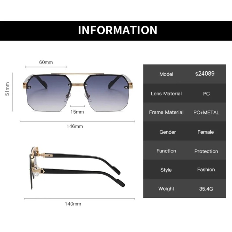 Lunettes de soleil métalliques pour hommes, monture carrée demi-cerclée, décontractées, tendance, personnalisées, style rétro, pour sports de plein air