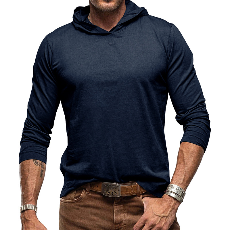 SHiONFA T-shirts à capuche à manches longues pour hommes, kaki, pulls tendance, confortables, élégants, usage quotidien